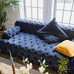 Трехместный диван темно-синий Campion Deep Blue Sofa варинант исполнения - 5 | Loft Concept в Екатеринбурге