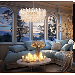 Круглая люстра с хрустальными подвесками на золотистом каркасе Gorgeous Crystal Light варинант исполнения - 13 | Loft Concept в Екатеринбурге