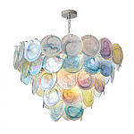 Люстра с каскадом из круглых разноцветных стеклянных дисков Mother of Pearl Iridescence варинант исполнения - 2 | Loft Concept в Екатеринбурге