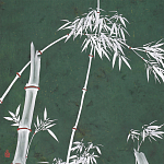 Обои ручная роспись Bamboo Argent on Edo Green painted silk варинант исполнения - 1 | Loft Concept в Екатеринбурге