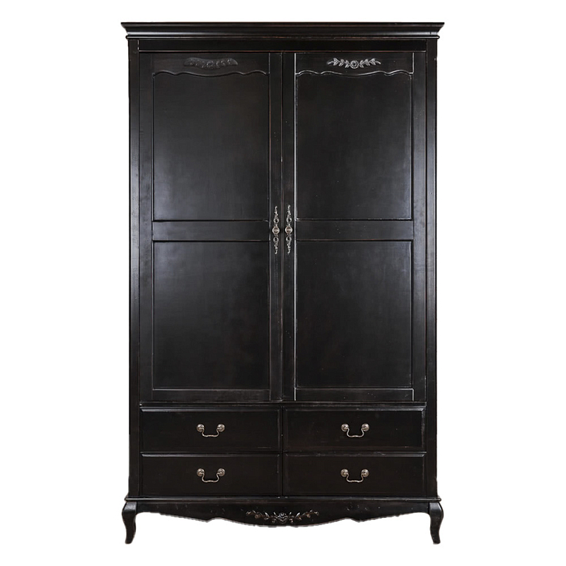 Шкаф черный с 4-мя ящиками и 2-мя дверцами в стиле Прованс Vintage Черный в Екатеринбурге | Loft Concept 