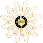 Часы настенные из металла в виде солнца с чёрным циферблатом Mirror Tower Clock варинант исполнения - 1 | Loft Concept в Екатеринбурге