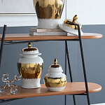 Ваза белая с крышкой и золотистыми фрагментами 46 см Chinoiserie Ceramics варинант исполнения - 2 | Loft Concept в Екатеринбурге