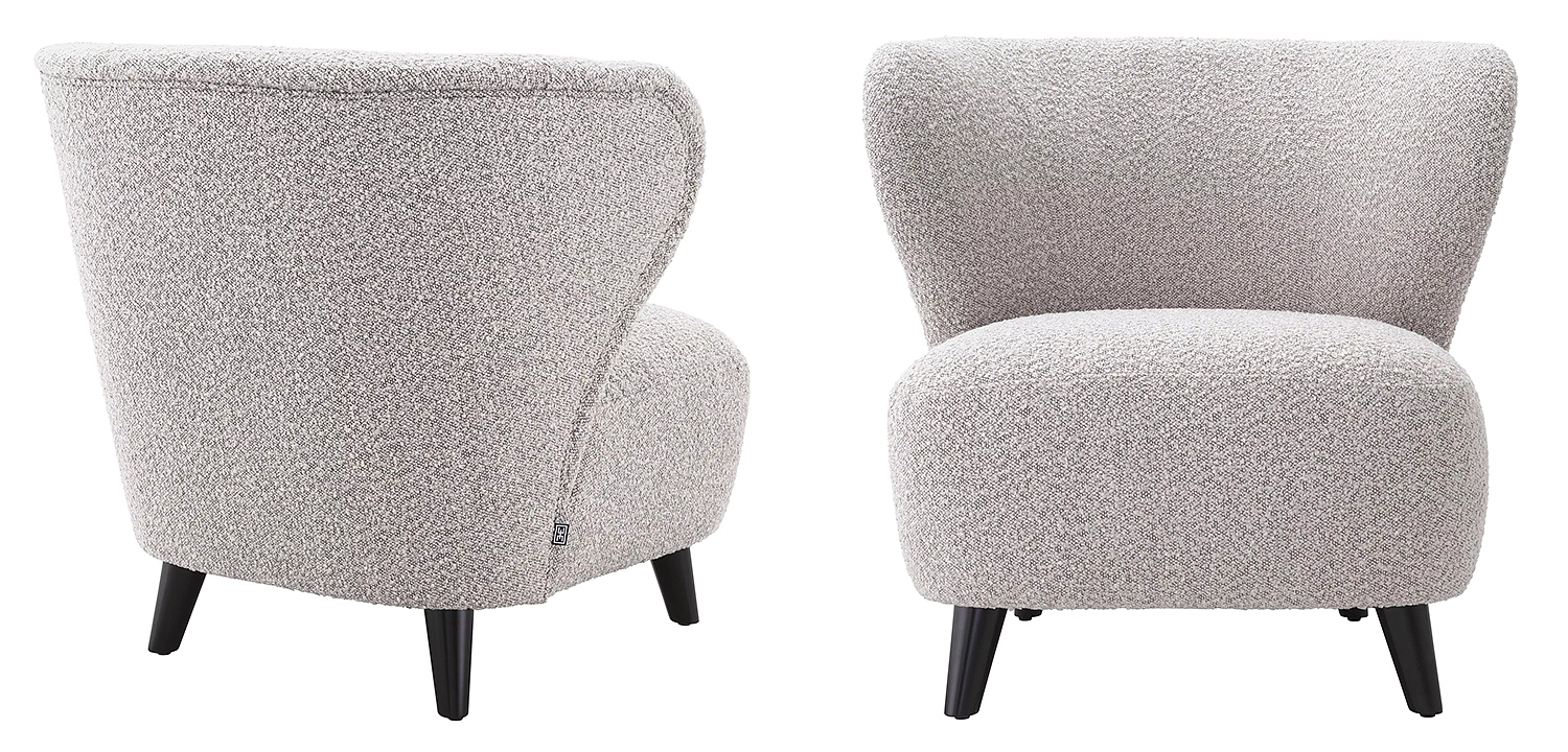 Кресло Eichholtz Chair Hydra Boucle Серый Черный Кресло Eichholtz Chair Hydra Boucle Серый Черный - Loft-Concept в Екатеринбурге