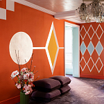 Обои ручная роспись Chez Nina by India Mahdavi Lantana colourway on Arancio dyed silk варинант исполнения - 1 | Loft Concept в Екатеринбурге