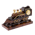 Часы настольные в виде паровоза из натурального камня Обсидиан Train Stone Clock варинант исполнения - 5 | Loft Concept в Екатеринбурге