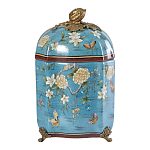 Ваза голубая с крышкой и цветочным узором Genuine Chinese Classics варинант исполнения - 1 | Loft Concept в Екатеринбурге