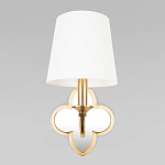 Бра с белым текстильным абажуром и декоративным основанием в виде четырехлистника с зеркальной вставкой Vitorino варинант исполнения - 18 | Loft Concept в Екатеринбурге