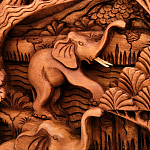 Панно из дерева пять слонов Panel With Animals варинант исполнения - 3 | Loft Concept в Екатеринбурге