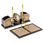 Настольный письменный набор из бежевого мрамора с часами Marble Accessory варинант исполнения - 2 | Loft Concept в Екатеринбурге