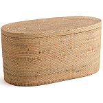 Плетеная овальная корзина с крышкой Shani Rattan Basket варинант исполнения - 1 | Loft Concept в Екатеринбурге