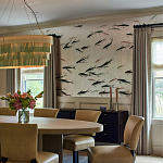 Обои ручная роспись Fishes Blue Pearl on Tarnished Silver gilded silk with pearlescent antiquing варинант исполнения - 3 | Loft Concept в Екатеринбурге