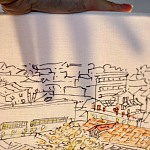 Настольная лампа с принтом на белом тканевом абажуре Roof Garden Lamp варинант исполнения - 2 | Loft Concept в Екатеринбурге