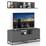 ТВ-тумба цвета графит с  2-мя дверцами и ящиком Strict Lines варинант исполнения - 6 | Loft Concept в Екатеринбурге