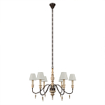 Люстра на металлическом основании с 6-ю белыми тканевыми абажурами Terrain варинант исполнения - 1 | Loft Concept в Екатеринбурге