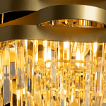 Люстра цвета матового золота с металлическими лентами и длинными прозрачными подвесками Gilded Waves варинант исполнения - 5 | Loft Concept в Екатеринбурге