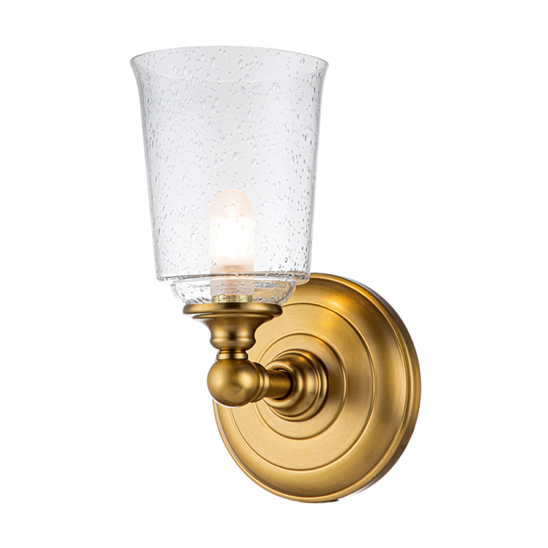 Бра для ванных комнат с прозрачным плафоном из стекла с пузырьками на основании цвета латунь Feiss Матовая латунь Прозрачное Стекло в Екатеринбурге | Loft Concept 