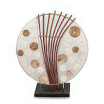 Настольная лампа из перламутра и дерева на подставке Indonesian Round Shell варинант исполнения - 3 | Loft Concept в Екатеринбурге