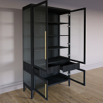 Витрина Primo со стеклянными фасадами и 2 ящиками Черный дуб варинант исполнения - 9 | Loft Concept в Екатеринбурге