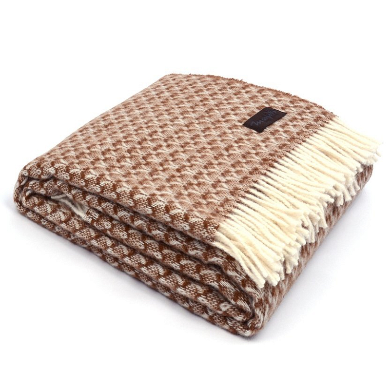 Плед BRIAS TRIANGLE 1200 Marzotto Бежево-серый Коричневый в Екатеринбурге | Loft Concept 