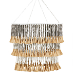 Люстра трехъярусная с декором из круглых деревянных бусин с кисточками Gray Brown Wooden Beads Chandelier варинант исполнения - 3 | Loft Concept в Екатеринбурге