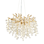 Люстра подвесная золотого цвета с декоративными ветвями и прозрачными рельефными подвесками FAIRYTREE Light варинант исполнения - 1 | Loft Concept в Екатеринбурге
