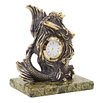 Часы настольные бронзовые в виде русалочки из натурального камня Змеевик Mermaid Stone Clock варинант исполнения - 3 | Loft Concept в Екатеринбурге