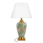 Настольная лампа бирюзовая с цветочным принтом Turquoise Flight варинант исполнения - 1 | Loft Concept в Екатеринбурге