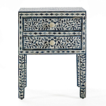 Тумбочка прикроватная White Pearl BEDSIDE CABINET 2 blue DRAWER варинант исполнения - 1 | Loft Concept в Екатеринбурге