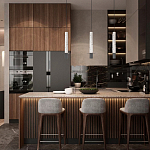 Подвесной светильник с узким цилиндрическим плафоном и черным металлическим декором Concrete Pipe варинант исполнения - 14 | Loft Concept в Екатеринбурге