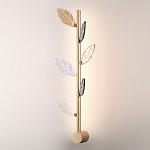 Бра с золотистой вертикальной трубкой и декоративными прозрачными листьями из стекла Sylva  варинант исполнения - 3 | Loft Concept в Екатеринбурге