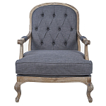 Кресло с пуфом с мягкой обивкой из льна Edward Armchair grey варинант исполнения - 1 | Loft Concept в Екатеринбурге