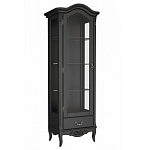 Витрина черная однодверная из массива бука с 4-мя полками и ящиком Black Provence варинант исполнения - 1 | Loft Concept в Екатеринбурге