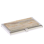 Визитница карманная металлическая с накладкой из натурального камня Агат Stone Business Card Holders  варинант исполнения - 2 | Loft Concept в Екатеринбурге