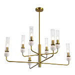 Люстра с 8-ю плафонами в форме стеклянных трубок и мраморных декоративных элементов Montreal варинант исполнения - 9 | Loft Concept в Екатеринбурге