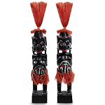 Комплект из 2-х деревянных статуэток Asmat Red Straw Headdress Statuettes варинант исполнения - 1 | Loft Concept в Екатеринбурге
