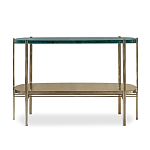 Консоль овальной формы золотая с полкой для хранения Craig варинант исполнения - 1 | Loft Concept в Екатеринбурге