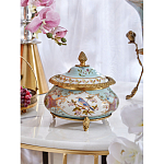 Шкатулка с крышкой из голубого фарфора с риунком птиц и цветов Blue Garden варинант исполнения - 3 | Loft Concept в Екатеринбурге