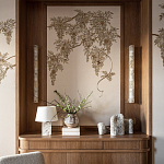 Обои с вышивкой ручной работы Deco Wisteria ﻿Midas colourway on Liso Pearl wool sateen варинант исполнения - 4 | Loft Concept в Екатеринбурге