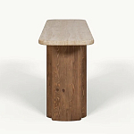 Консоль с овальной столешницей и фактурным деревянным основанием Enzo варинант исполнения - 1 | Loft Concept в Екатеринбурге