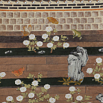 Обои ручная роспись The Art of Learning and Steps for the Flowers by Teo Yang Special Colourway on purple painted Xuan paper варинант исполнения - 2 | Loft Concept в Екатеринбурге