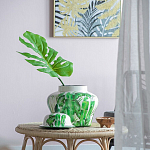 Ваза с зелёными листьями и крышкой Vase Green Leaves варинант исполнения - 1 | Loft Concept в Екатеринбурге