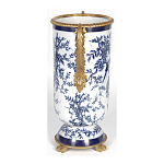 Ваза с бронзовыми ручками и синим цветочным узором Blue & White Ornament варинант исполнения - 3 | Loft Concept в Екатеринбурге