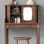 Туалетный стол деревянный с ящиком и зеркалом Moon Walnut Furniture варинант исполнения - 5 | Loft Concept в Екатеринбурге