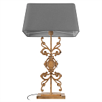 Настольная лампа на ажурном чугунном основании с серым абажуром Openwork Lamp варинант исполнения - 3 | Loft Concept в Екатеринбурге