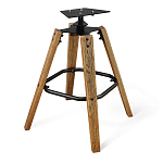 Барный стул со спинкой и металлической подставкой на 4-х деревянных ножках Бежевый Велюр Vendramin Chair варинант исполнения - 9 | Loft Concept в Екатеринбурге