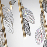 Люстра с золотистыми трубками и прозрачными стеклянными листьями на подвесах Sylva  варинант исполнения - 7 | Loft Concept в Екатеринбурге
