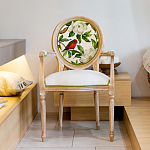 Стул с подлокотниками золотистый из бука с изображением птиц и цветов Blooming Red Birds варинант исполнения - 3 | Loft Concept в Екатеринбурге