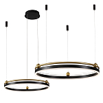 Люстра подвесная с двумя кольцами черного и золотого цвета Ring Horizontal варинант исполнения - 2 | Loft Concept в Екатеринбурге