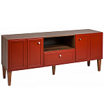 ТВ-тумба красная из массива бука с 2-мя дверками и ящиком Wenge Light варинант исполнения - 1 | Loft Concept в Екатеринбурге